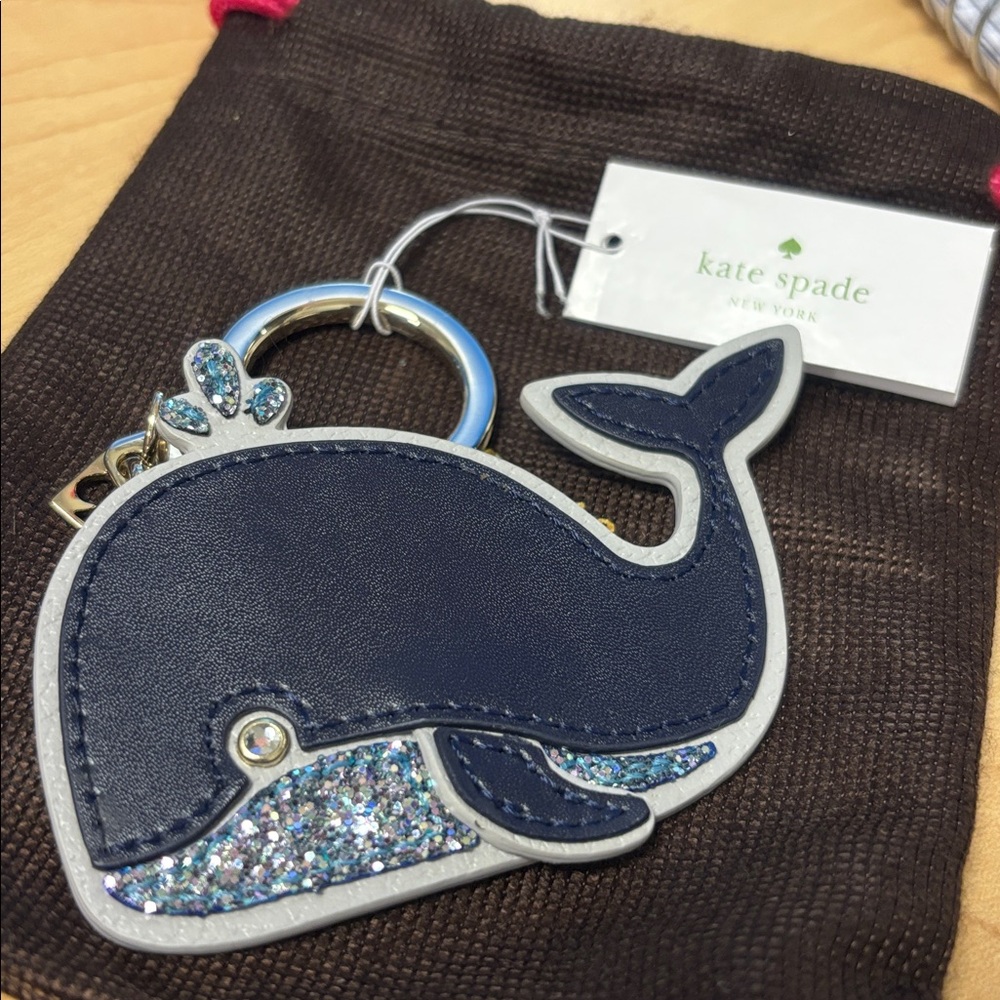 Kate Spade Dark Blue Whale Keychain off shore